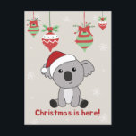 Cartão Postal De Festividades Koala Christmas Snow Winter Animal Holiday Koalas<br><div class="desc">O coala de Natal com luzes de fadas. Animais engraçados com presentes e neve nas férias. Também é engraçado para o natal em julho. Os coalas são animais bonitos e perfeitos para o Natal.</div>