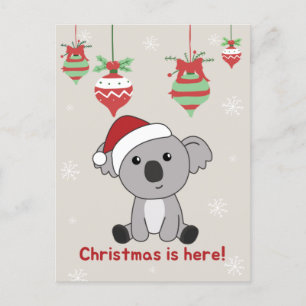 Cartão Postal De Festividades Koala Christmas Snow Winter Animal Holiday Koalas
