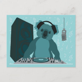 Cartão Postal De Festividades Koala Music DJ Postcard