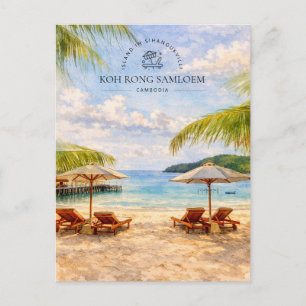 Cartão Postal De Festividades Koh Rong Samloem Camboja, Aquarela Amante da Natur