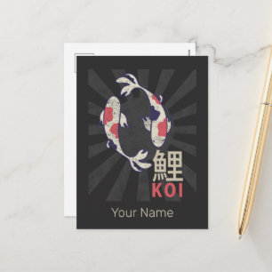 Cartão Postal De Festividades Koi Vintage Nishikigoi Japonês Carp para Aquarista