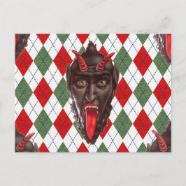 Cartão Postal De Festividades krampus do Natal da xadrez