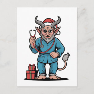 Cartão Postal De Festividades Krampus Enfermeira Natal Malvado Xmas