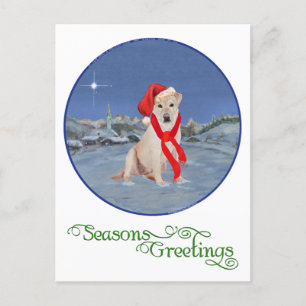 Cartão Postal De Festividades Labrador Retriever Amarelo de Natal