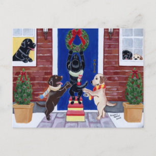 Cartão Postal De Festividades Labradores de diversão de Natal