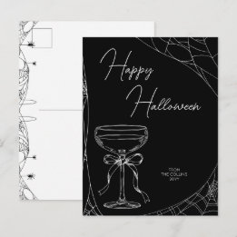 Cartão Postal De Festividades Laço de Cocktail Preto e Branco Adulto Feliz Hallo