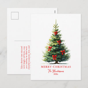 Cartão Postal De Festividades Laços Vermelhos Fitas Árvore Alegre