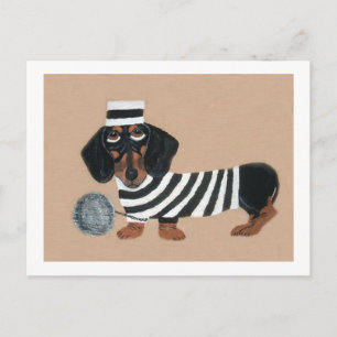 Cartão Postal De Festividades Ladino e marrom ladrão de guloseimas de Dachshund 