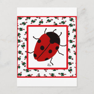 Cartão Postal De Festividades Ladybug de Natal em julho