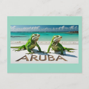 Cartão Postal De Festividades Lagartos verdes em aruba