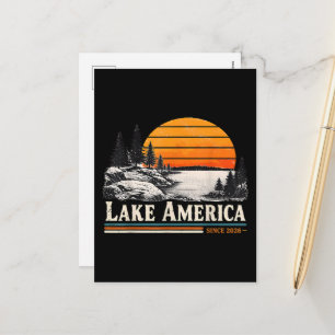 Cartão Postal De Festividades Lago América 2026 Vintage