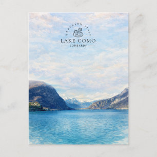 Cartão Postal De Festividades Lago de Como Lombardia Norte da Itália Aquarela