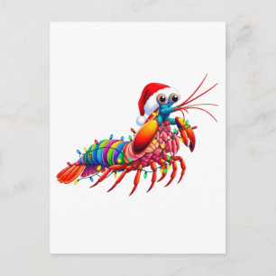 Cartão Postal De Festividades Lagosta-boxeadora de Natal Odontodactylus Colorida