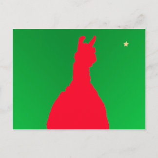 Cartão Postal De Festividades Lama do Natal: Lama no verde vermelho de w -