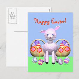 Cartão Postal De Festividades Lamas de Páscoa e cestos de Ovos