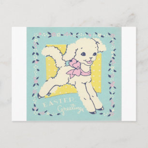 Cartão Postal De Festividades Lamb Páscoa Vintage