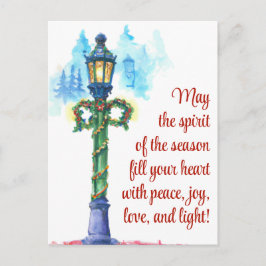 Cartão Postal De Festividades Lâmpada de Aquarela Postada Natal Festivo