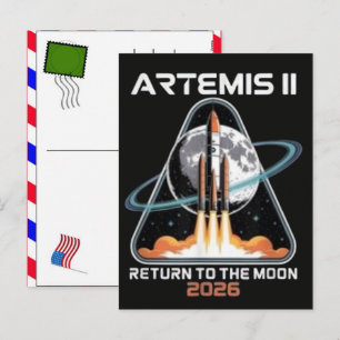 Cartão Postal De Festividades Lançamento da Artemis II para a Lua 2026