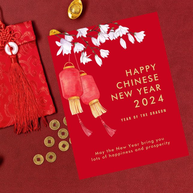 Cartão Postal De Festividades Lanterna Red Happy China Ano Novo 2024 (Criador carregado)
