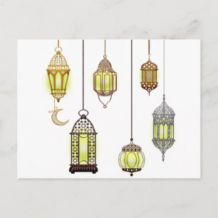 Cartão Postal De Festividades Lanternas Ramadan Mubarak Oriental Árabe Muçulmano