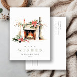 Cartão Postal De Festividades Lareira Chic Poinsettia Desejos Quentes<br><div class="desc">Se precisar de mais alguma personalização,  por favor,  sinta-se à vontade para me enviar uma mensagem em yellowfebstudio@gmail.com.</div>