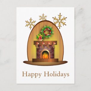 Cartão Postal De Festividades Lareira de Natal
