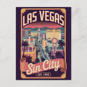 Cartão Postal De Festividades Las Vegas Nevada Viagem Retro Vintage