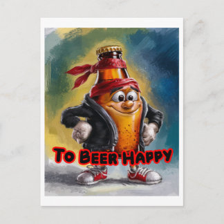 Cartão Postal De Festividades Lata de Cerveja Colorida e Divertida muito Feliz e