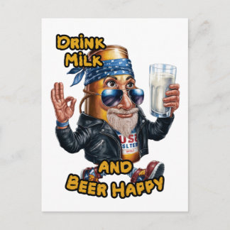 Cartão Postal De Festividades Lata de Cerveja Divertida e Colorida em uma