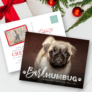 Cartão Postal De Festividades Latido Humbug Typografia Cão Lover Foto Engraçado