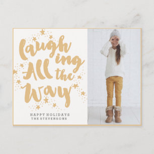 Cartão Postal De Festividades Laughing All the Way Golden Postcard