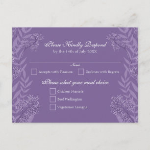 Cartão Postal De Festividades Lavanda Casamento Roxo Botânico