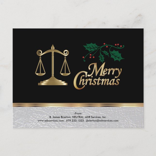 Cartão Postal De Festividades Lawyer Business - Feliz Natal (Frente)