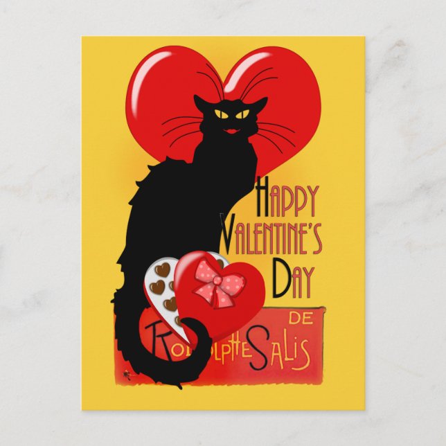 Cartão Postal De Festividades Le Chat Noir Dia de os namorados (Frente)