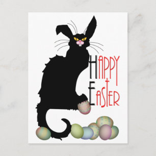 Cartão Postal De Festividades Le Chat Noir Easter Bunny Ears
