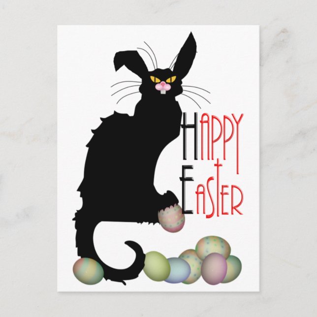 Cartão Postal De Festividades Le Chat Noir Easter Bunny Ears (Frente)