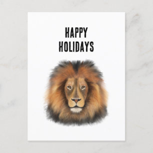 Cartão Postal De Festividades leão aquarela Leo rei safari animal selva gato