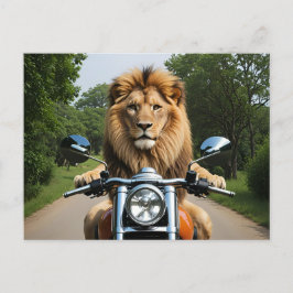 Cartão Postal De Festividades Leão na moto