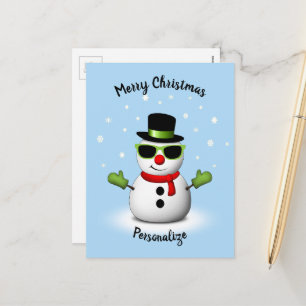 Cartão Postal De Festividades Legal Snowman Adorável Smirk Christmas Personaliz