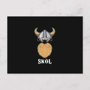 Cartão Postal De Festividades Legal Viking Skol Bearded Man Manly Beer