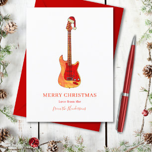 Cartão Postal De Festividades Legal Violão de Fogo Feliz Natal
