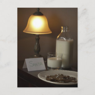 Cartão Postal De Festividades Leite Cookies Papai Noel