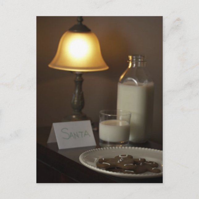 Cartão Postal De Festividades Leite Cookies Papai Noel (Frente)