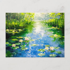 Cartão Postal De Festividades Leite de Verão com lírios de água