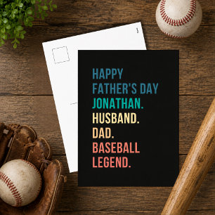Cartão Postal De Festividades Lenda Personalizada do Beisebol Dia dos Pais