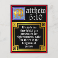 Letra Azul Iluminada Dourada Beatitudes Matthew 5