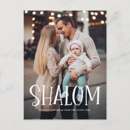 Cartão Postal De Festividades Letra Branca de Shalom Foto Sobreposta Hanukkah
