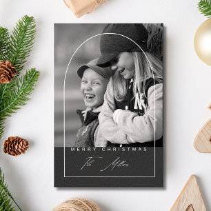 Cartão Postal De Festividades Letra Moderna Feliz Natal Arco Foto Feriado