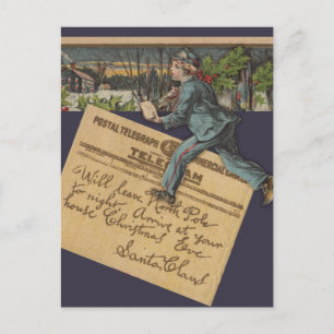 Cartão Postal De Festividades Letra Papais noeis Vintage