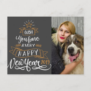 Cartão Postal De Festividades Letreiro Ano Novo 2019